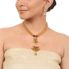 Gold Plated Taraash  Lemon Quartz Kundan Necklace Set