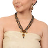 Gold Plated Taraash Tiger's Eye Kundan Necklace Set