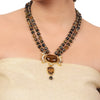 Gold Plated Taraash Tiger's Eye Kundan Necklace Set