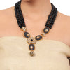 Gold Plated Taraash Black Kundan Necklace Set