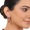 Gold Plated Taraash Ruby Sunstone Necklace Set