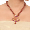 Gold Plated Taraash Ruby Sunstone Necklace Set
