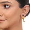Gold Plated Taraash Peacock Blue Enamel Necklace Set