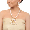 Gold Plated Taraash White Onyx Rose Necklace Set