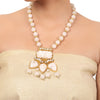 Gold Plated Taraash White Onyx Rose Necklace Set