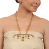 Gold Plated Taraash Green Onyx Necklace Set