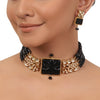 Gold Plated Taraash Black Kundan Choker Set