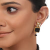 Gold Plated Taraash Black Kundan Choker Set