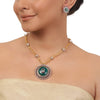 Silver Plated Ganga Jamuna Green Onyx  Necklace Set