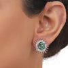 Silver Plated Ganga Jamuna Green Onyx  Necklace Set