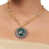 Silver Plated Ganga Jamuna Green Onyx  Necklace Set