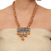 Silver Plated Kundan Ganga Jamuna Necklace Set