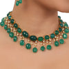 Gold Plated Valentine Kundan Green Onyx Necklace Set