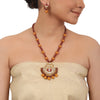 Gold Plated Valentine Kundan Gomed Necklace Set