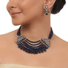 Silver Plated Valentine Kundan Blue Necklace Set