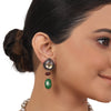 Silver Plated Valentine Kundan Green Red Necklace Set
