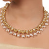 Gold Plated Valentine Kundan Pearl Hasli Set
