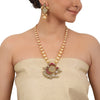 Gold Plated Valentine Fluorite Kundan Pendant Necklace Set