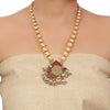 Gold Plated Valentine Fluorite Kundan Pendant Necklace Set