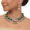 Gold Plated Valentine Kundan Green Necklace Set
