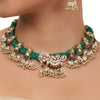 Gold Plated Valentine Kundan Green Necklace Set