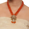 Gold Plated Valentine Carnelian Kundan Necklace Set