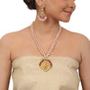 Gold Plated Valentine Ganesh Kundan Pearl Necklace Set