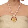 Gold Plated Valentine Ganesh Kundan Pearl Necklace Set