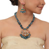 Gold Plated Valentine Blue Kundan Necklace Set