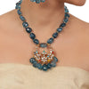 Gold Plated Valentine Blue Kundan Necklace Set