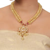 Gold Plated  Valentine Kundan Opalite Necklace Set