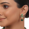 Gold Plated Taraash Green Kundan Necklace Set