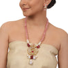 Gold Plated Valentine Pink Kundan Necklace Set
