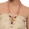 Gold Plated Valentine Pink Kundan Necklace Set