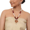Gold Plated Valentine Ruby  Pearl Kundan Necklace Set