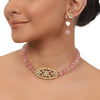 Gold Plated Valentine Pink Kundan Necklace Set