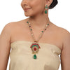 Gold Plated Valentine Green Red Kundan Necklace Set