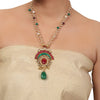 Gold Plated Valentine Green Red Kundan Necklace Set