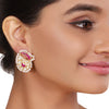 GOLD PLATED SHRUTIPAT RED PAISLEY KUNDAN EARRINGS