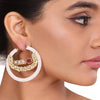 GOLD PLATED SHRUTIPAT PEARL KUNDAN HOOPS