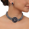 Silver Plated Valentine Blue Necklace Set