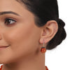 Silver Plated Valentine Zircon Orange Tassel Necklace Set