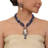 Silver Plated Valentine Blue Zircon Necklace Set