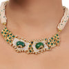 Gold Plated Valentine Zircon Green Onyx Necklace Set
