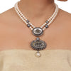 Silver Plated Valentine Zircon Pearl Necklace Set