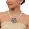 Silver Plated Valentine Victorian Pearl Necklace Set