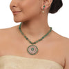 Gold Plated Valentine Zircon Green Onyx Necklace Set