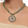Gold Plated Valentine Zircon Green Onyx Necklace Set