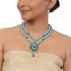 Silver Plated Valentine Victorian Turquoise Necklace Set