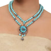 Silver Plated Valentine Victorian Turquoise Necklace Set